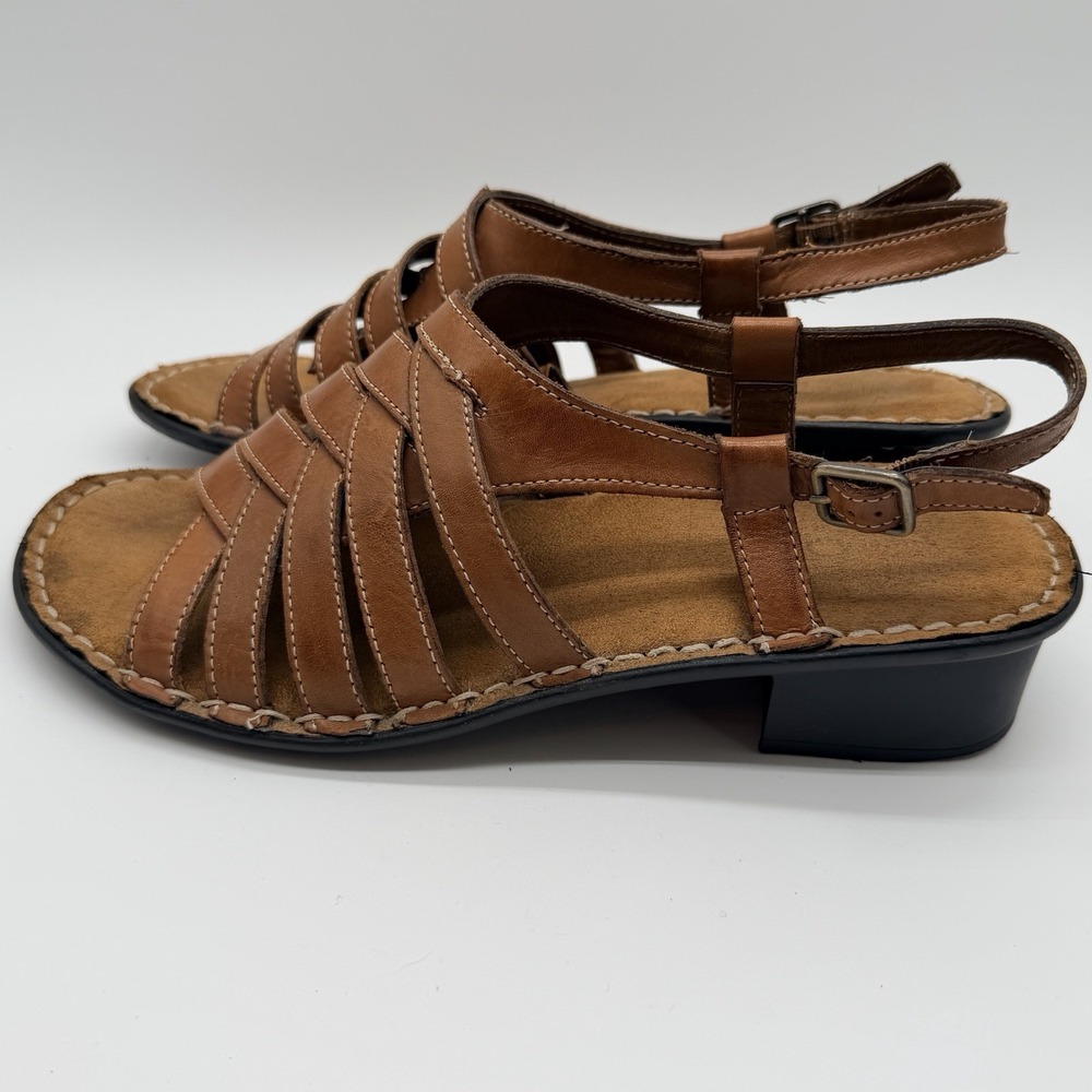 Naturalizer Sandals Women's Sz 10M Tan L Pompano eather Fisherman Strappy Wedge